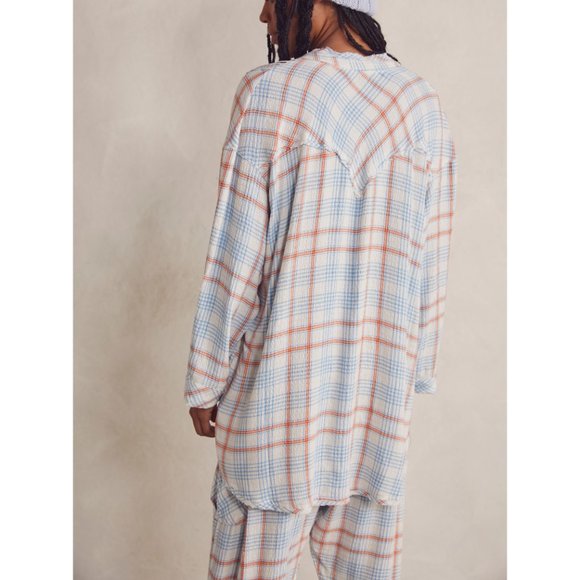 NWT Free People Plaid About You Sleep Top / Ivory Combo - Picture 2 of 5